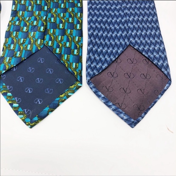 Valentino Tie Lot: Blue Zigzag & Blue Green Tie